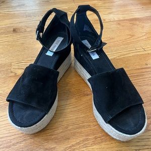 Black Steve Madden platform espadrille sandals, size 10